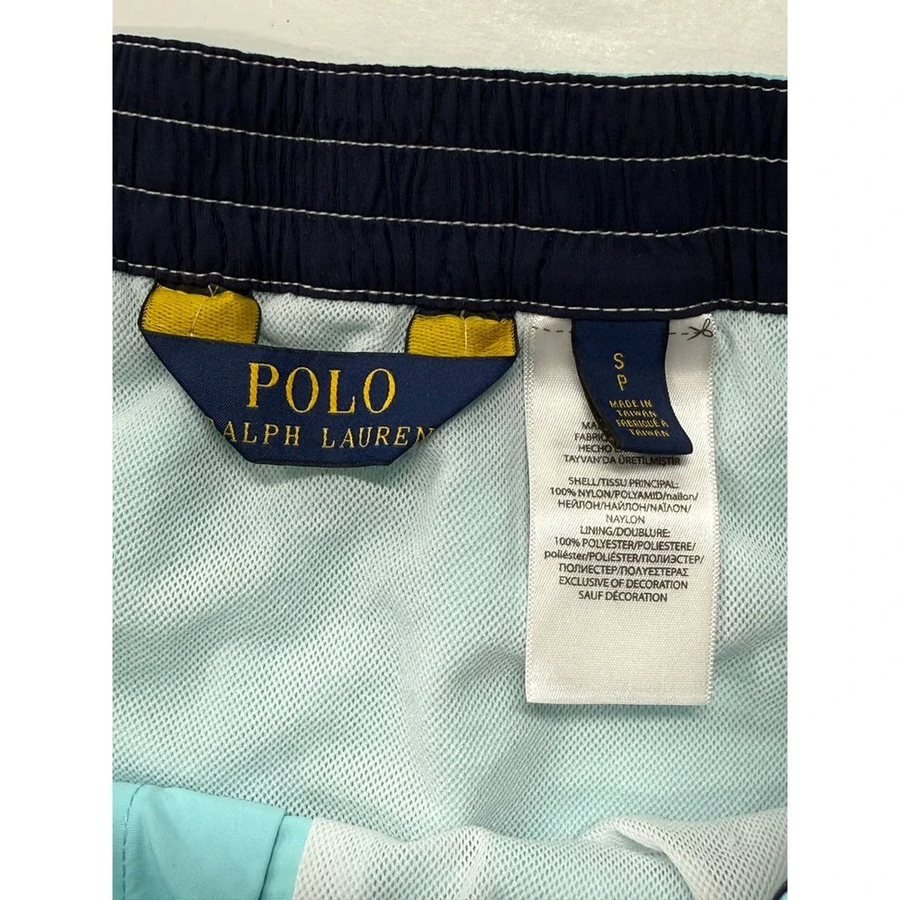 Polo Ralph Lauren Mens Small Board Shorts Swim Trunks Drawstring Aqua‎ Blue